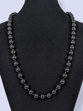 Vintage Black Glass Knotted Necklace
